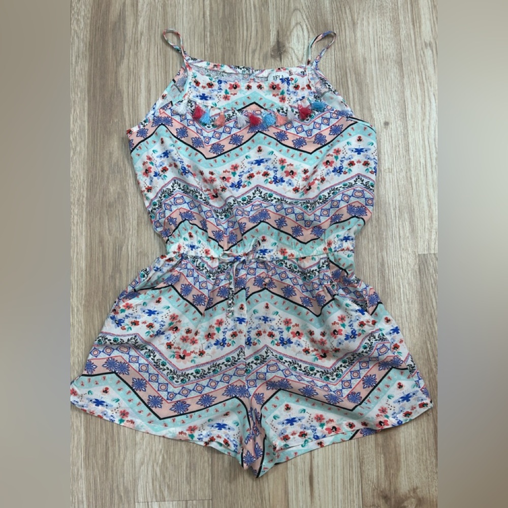 Joey B Girl’s Size Medium Multicolor Tank Romper With Fringe